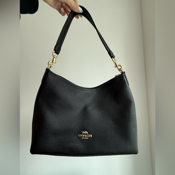 Coach Black Pebbled Leather Shoulder Bag